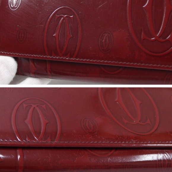 CARTIER Happy Birthday Bifold Long Wallet Bordeaux [Deep Red] - Picture 5 of 10